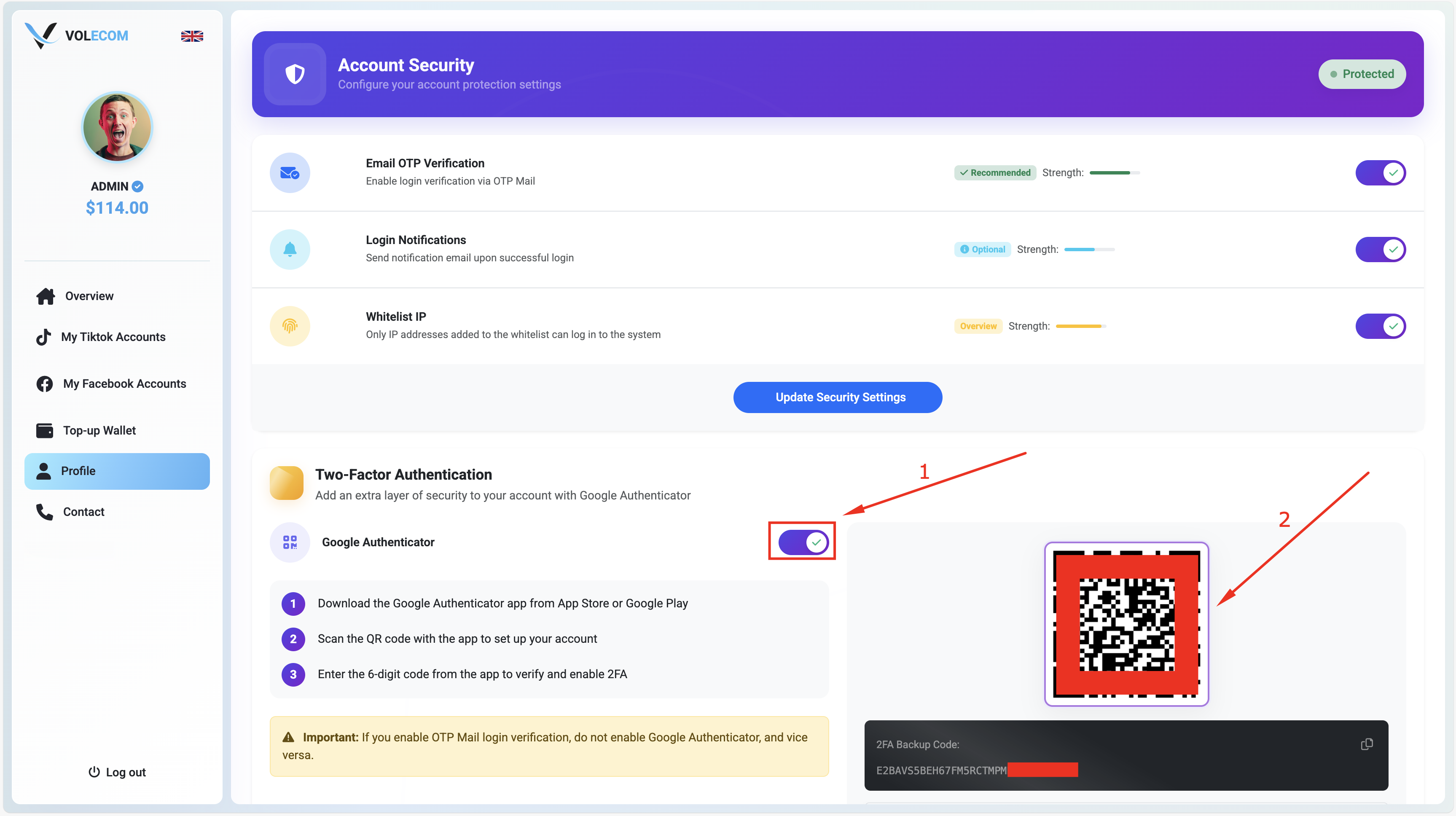 Enable 2FA